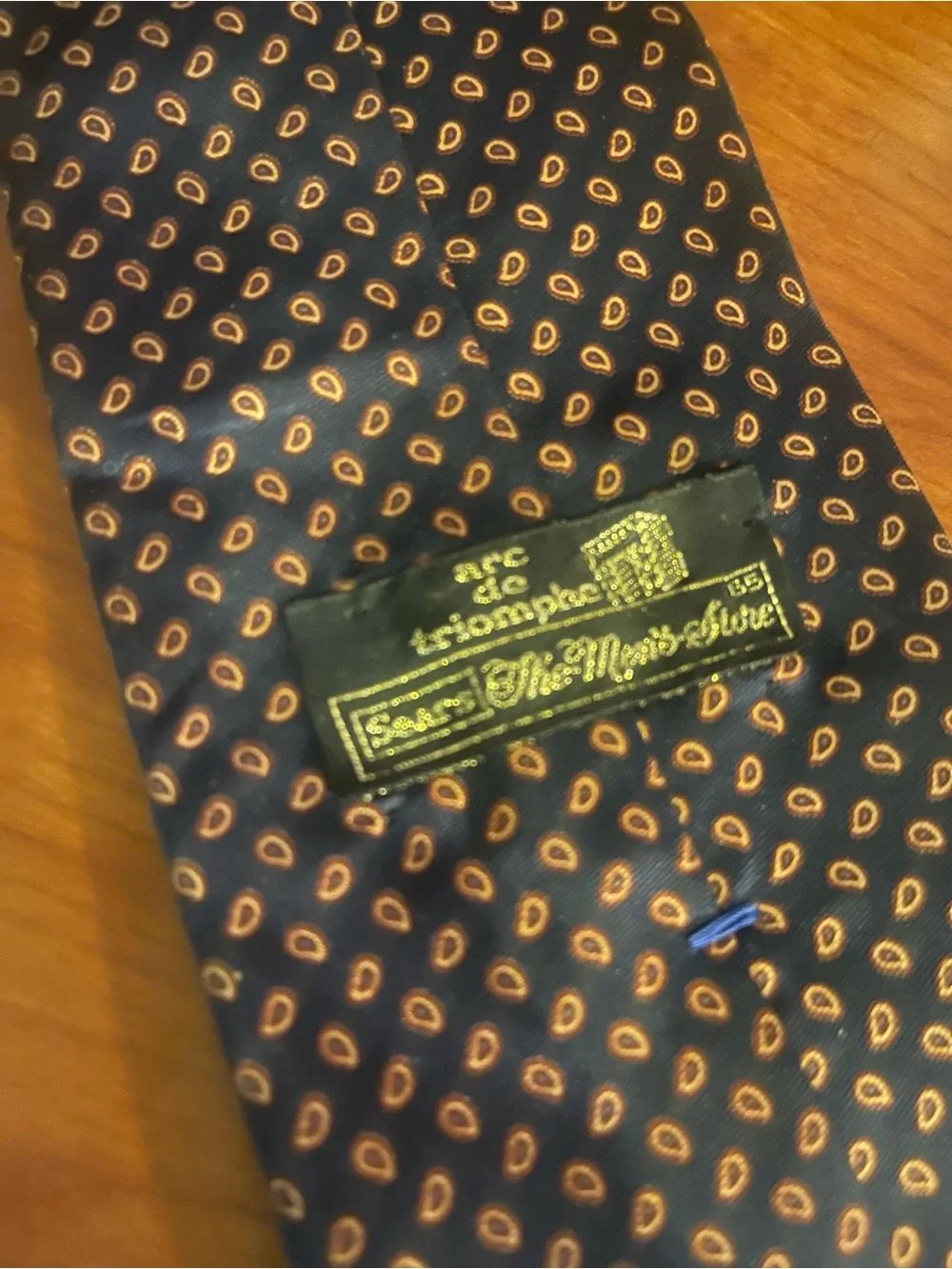 Men's Navy Blue Patterned Silk Tie